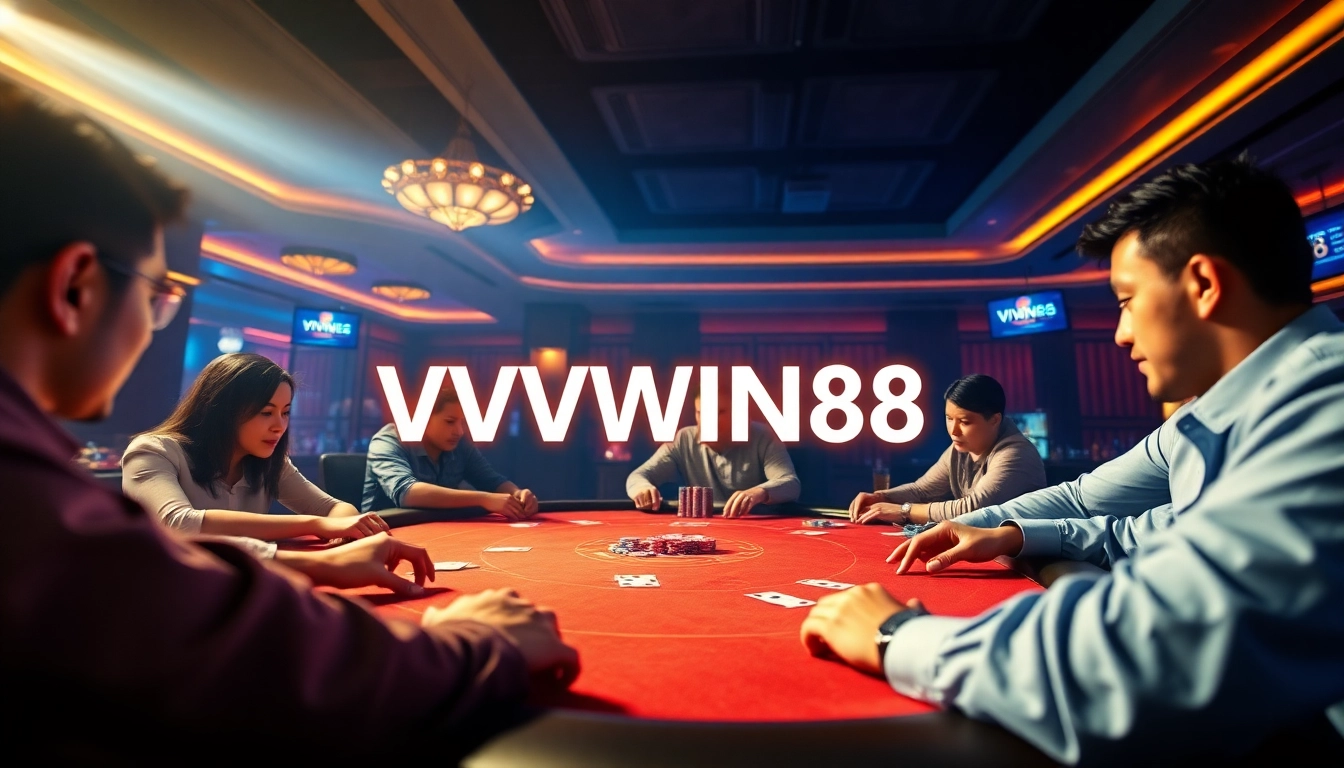 Experience the thrilling gaming environment at vvvwin88.live with engaging poker action and vibrant casino atmosphere.