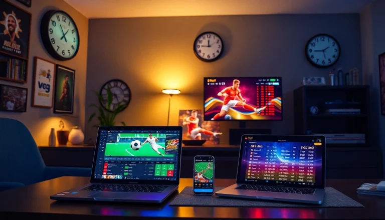 Experience the thrilling atmosphere of online sports betting at 8xbet.com.se with modern devices and vibrant visuals.