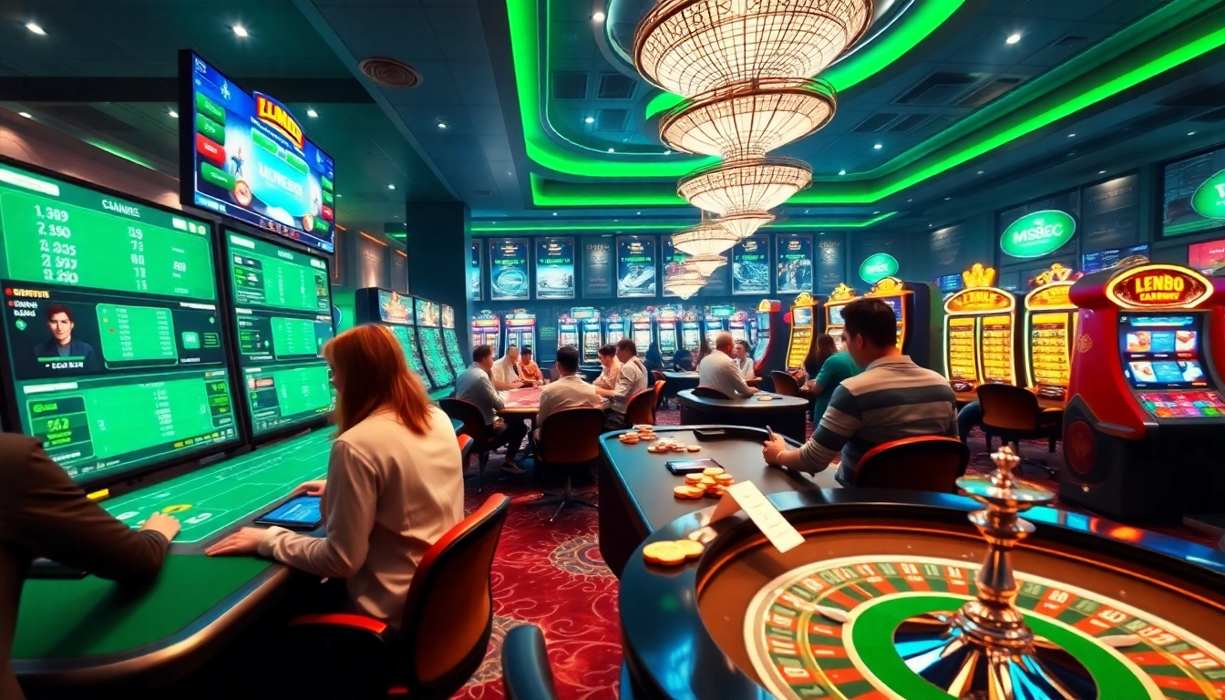 Engaging online casino scene featuring players enjoying various games at m88.com.mx with vibrant colors and immersive atmosphere.