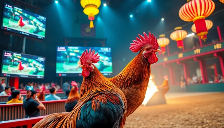 Experience live cockfighting excitement on sv368win.live with vibrant roosters and digital engagement.