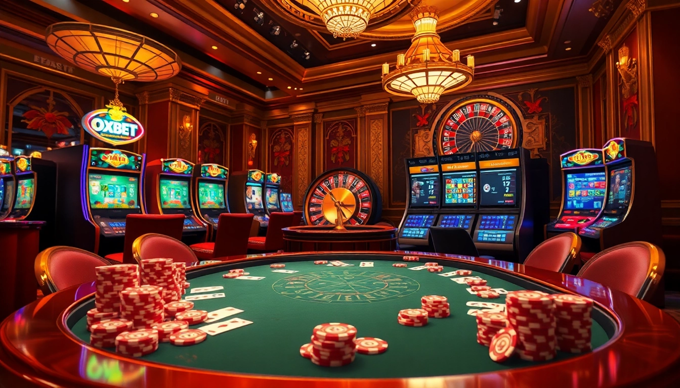 Experience the thrill of casino gaming at https://oxbet6.vip/ with vibrant poker chips and exciting slot machines.